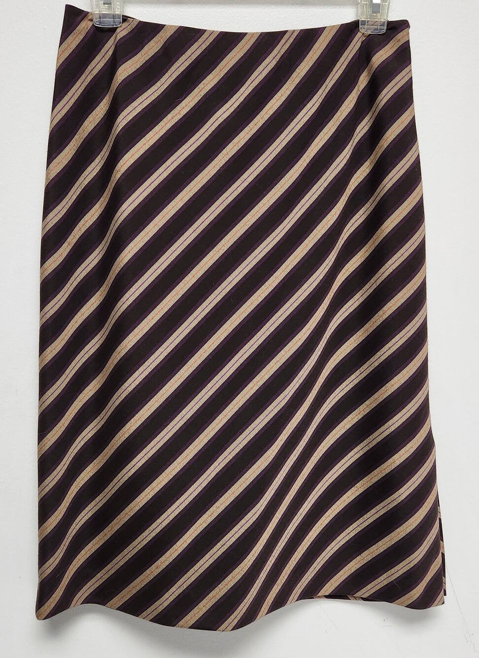 ANNE KLEIN 2 Women Brown & Purple Stripped Skirt-Size 4
